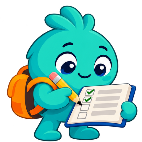 Mascota Afterino ține registrul de prezență și bifează lista